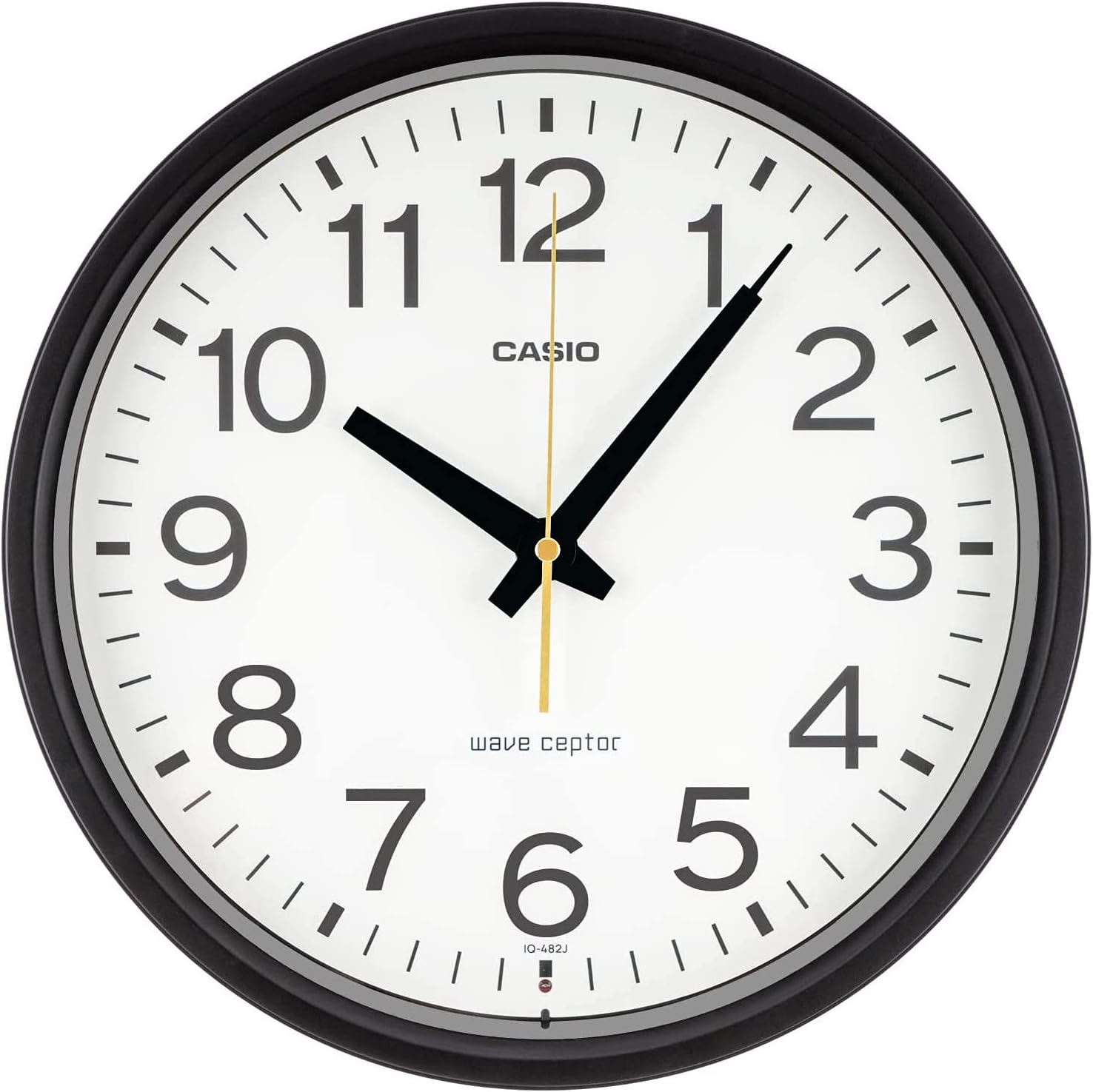CASIO(カシオ) 掛け時計 アナログ 電波 壁掛け 静音 直径30.5cm ブラック IQ-482J-1JF | シンプル, 見やすい, おしゃれ, インテリア, 夜間秒針停止, ステップ秒針