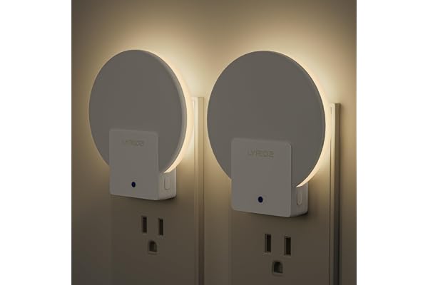 Lyridz センサーライト 室内 コンセント バックライト型 常夜灯 電球色 2個入り | 明暗センサー| 明るさ調節可| 夜間常時点灯| 省エネ