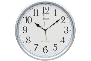 CASIO (カシオ) 掛け時計 電波 アナログ 夜間秒針停止 静音 直径 30.5cm 標準サイズ シンプル オフィス リビング 寝室 子供部屋 ギフト パールホワイト IQ-483J-8JF