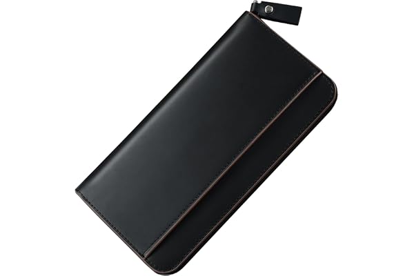 Erisea メンズ 長財布 本革 ブラック | 大容量サイズ| ボックス型小銭入れ| カード16枚以上| 縦型カード収納| 通帳ポケット