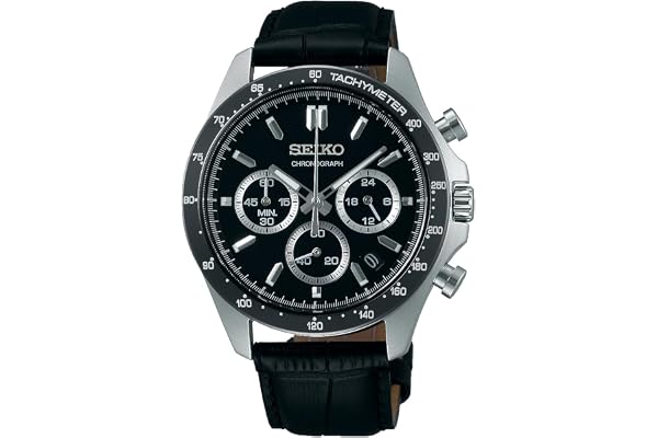 [セイコーウオッチ]SEIKO SELECTION SBTR021 メンズ腕時計 電池式クオーツ クロノグラフ レザーベルト 文字盤ブラック | 日付カレンダー・24時針搭載