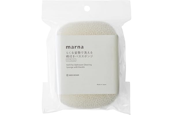 マーナ (marna) らくな姿勢で洗える柄付きバススポンジ リフィル ホワイト W676W | 付け替え| 吊り下げ| 水切れよく速乾| お風呂掃除