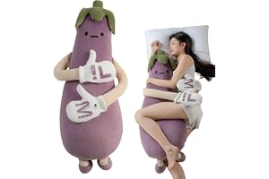 トントンあやし＆温感＆パタパタぬいぐるみ 抱き枕 寝かしつけ 添い寝哄ぐ神器 柔らかふわふわ 睡眠質アップ かわいい 【多機能抱き枕】洗えるカバー／プレゼントにも最適 (ナス型【フル機能タイプ（トントン＋温感）】, 95cm)