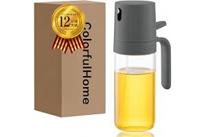 ColorfulHome オイルスプレー 耐熱ガラス グレー 250ml | オリーブオイル用| ノンフライヤー対応| ミストスプレー| 液だれしない