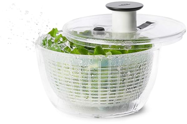 OXO オクソー サラダスピナー 野菜水切り器 小 丸型 2~3人分 一人暮らし 20.5×20.5×12cm 食器洗い乾燥機(低温設定)可