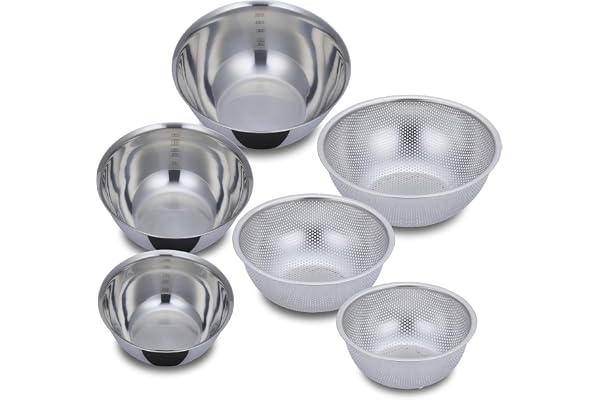 貝印 KAI ステンレス ボウル (パンチング) ザル 6点セット 調理器具 一人暮らし 18cm 21cm 24cm ステンレス製 重ね 収納 一体化 タイプ
