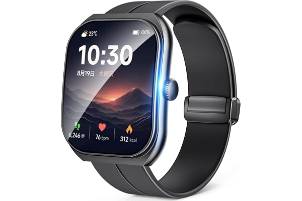 スマートウォッチ 腕時計 【2026年新登場・見やすい2.01インチHD大画面】 iPhone対応 Android対応 超薄型 軽量 バンド2本付き Bluetooth通話機能付き アイフォン対応 アンドロイド LINE/SMS通知 IP68防水 長