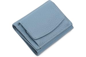 imeetu ミニ財布 三つ折り財布 本革 ブルー レディース | メンズ| スキミング防止| 小銭入れ付き| 牛革| 軽量 コンパクト