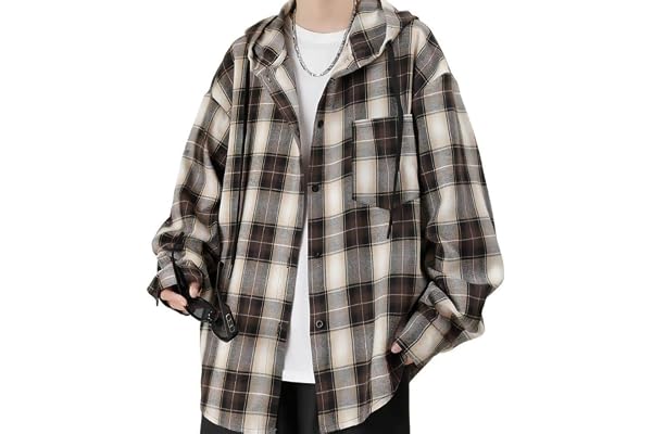 [FJLTDCP] パーカー メンズ 秋服 チェック長袖シャツ カーディガン 大きいサイズ | シャツパーカー レイヤード 重ね着风 ライトアウター春夏秋冬おしゃれ カジュアル 男女兼用