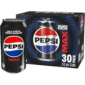 Pepsi Max Zero Sugar Cola Soft Drink, 30 x 375ml
