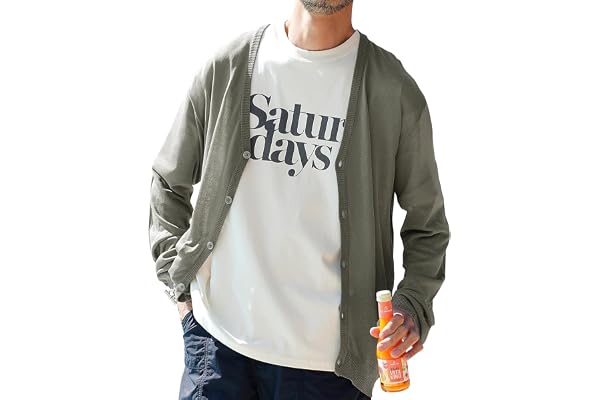 [JIGGYS SHOP] ジギーズショップ サマーニットカーデ｜メンズ 透けカーデ カーディガン 夏 夏専用 薄手 uv対策 冷房対策 無地 長袖 夏服 秋服 アクリル 軽い 涼しい コンパクト トップス カーデ
